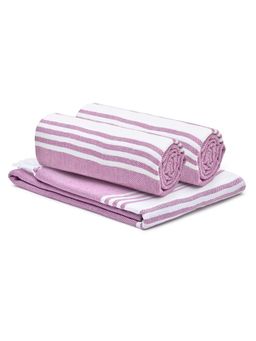 The Better Home - 2 Herringbone Turkish Bath Towels-Purple (M)