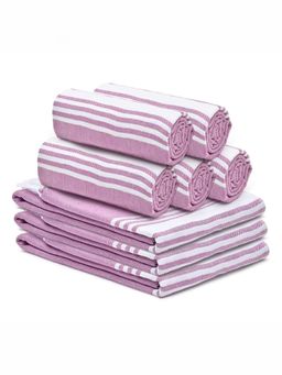 The Better Home - 8 Herringbone Turkish Bath Towels-Purple (M)