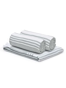 The Better Home - 3 Herringbone Turkish Bath Towels-Grey (M)