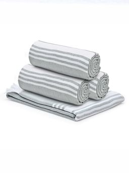 The Better Home - 4 Herringbone Turkish Bath Towels-Grey (M)
