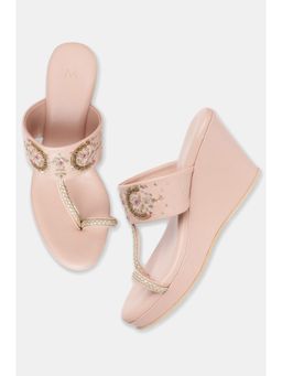 W - Blush Embroidered Almond Toe Wedges