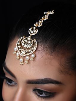 AG'S - Bhawna White Gold Plated Kundan Teeka