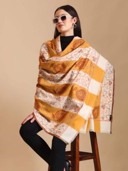 Zamour - Floral Pattern Two Tone Kani Wool Shawl