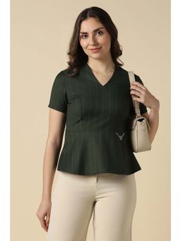 Allen Solly - Women Green Stripe Formal Top