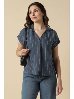 Allen Solly - Women Navy Blue Stripe Casual Top