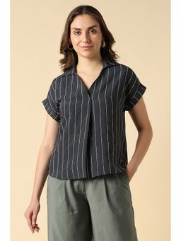 Allen Solly - Women Black Stripe Casual Top