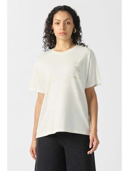 Van Heusen - Women White Embroidered Formal Round Neck Top