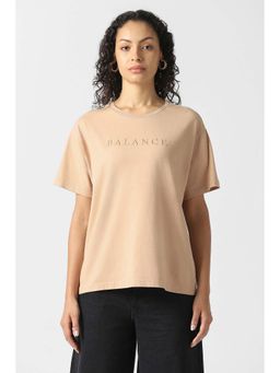 Van Heusen - Women Beige Embroidered Formal Round Neck Top