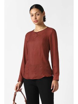 Van Heusen - Women Maroon Printed Formal Round Neck Top