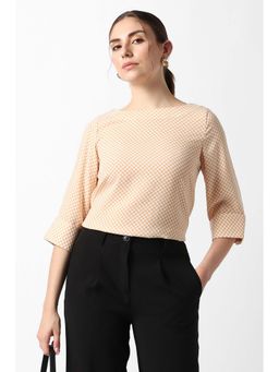 Van Heusen - Women Beige Printed Formal Boat Neck Top