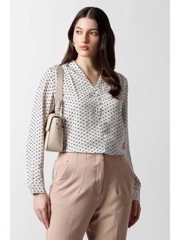 Van Heusen - Women White Printed Formal V Neck Top