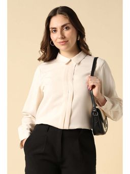 Van Heusen - Women Beige Solid Formal Stylized Top