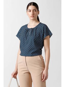 Van Heusen - Women Teal Printed Formal Round Neck Top