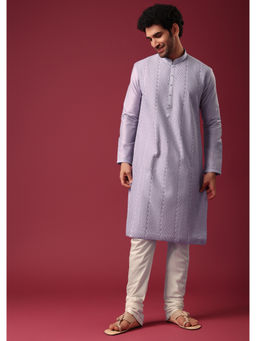 KALKI FASHION - Purple Pintuck Sil Kurta with Churidar