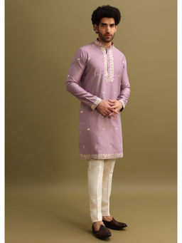 KALKI FASHION - Men Purple Abla Work Kurta with Pant