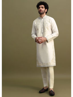KALKI FASHION - Off White Thread Work Kurta with Pant