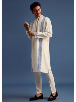 KALKI FASHION - Off White Hand Block Printed Kurta with Pant