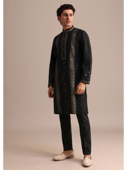 KALKI FASHION - Black Hand Block Foil Work Kurta with Pant