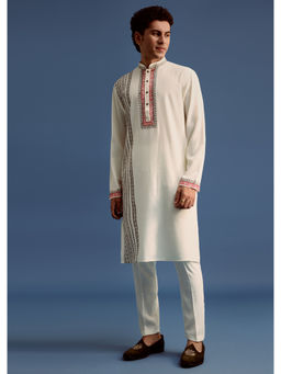 KALKI FASHION - Off White Block Printed Kurta with Pant