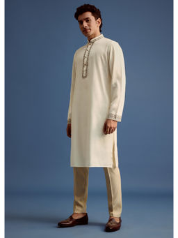 KALKI FASHION - White Floral Block Printed Kurta with Pant