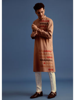 KALKI FASHION - Brown Geometric Hand Block Printed Kurta with Pant