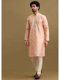 KALKI FASHION - Pink Resham Work Silk Kurta with Pant