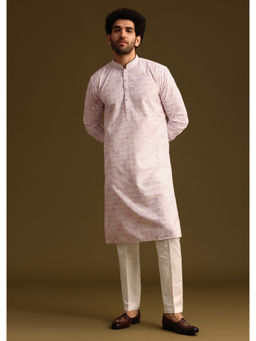 KALKI FASHION - Purple Silk Schiffli Work Kurta with Pant