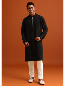 KALKI FASHION - Black Textured Kurta with Pant