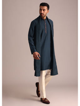 KALKI FASHION - Navy Blue Silk Blend Kurta Pant with Dupatta