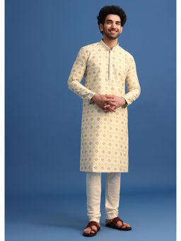 KALKI FASHION - Beige Woven Kurta with Churidar