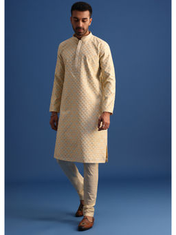 KALKI FASHION - Beige Woven Kurta with Pant