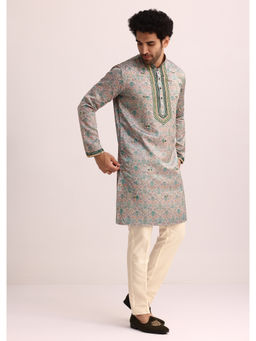 KALKI FASHION - Purple Printed Mirror Work Kurta with Pant