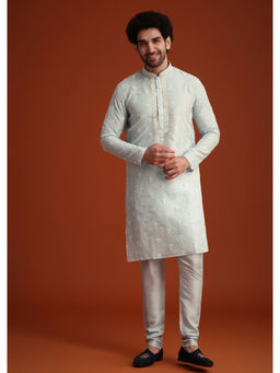 KALKI FASHION - Blue Organza Zari Embroidery Kurta with Churidar