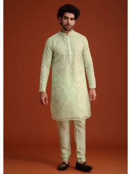 KALKI FASHION - Light Green Organza Zari Embroidery Kurta with Churidar