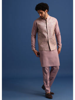 KALKI FASHION - Purple Embroidered Silk Kurta Jacket with Pant