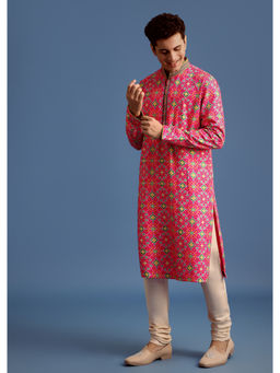 KALKI FASHION - Pink Pashmina Print Kurta with Churidar