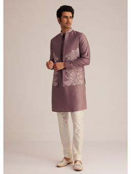 KALKI FASHION - Mauve Embroidered Kurta Jacket with Churidar