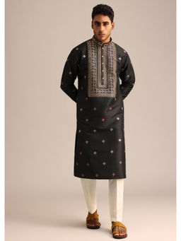 KALKI FASHION - Black Mirror Work Kurta with Pant