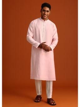 KALKI FASHION - Baby Pink Hand Embroidered Kurta with Pant