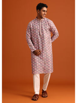 KALKI FASHION - Lavender Silk Embroidered Kurta with Pant