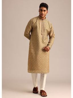 KALKI FASHION - Olive Georgette Embroidered Kurta with Pant