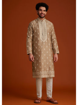 KALKI FASHION - Beige Embroidered Kurta with Pant