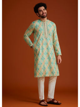 KALKI FASHION - Green Floral Geometric Embroidered Kurta with Pant