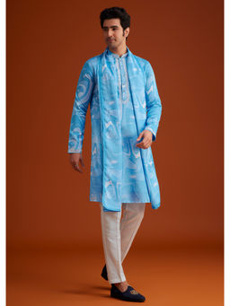 KALKI FASHION - Blue Marble Printed Kurta & Pant with Dupatta