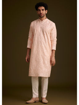 KALKI FASHION - Peach Silk Embroidered Kurta with Pant