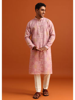 KALKI FASHION - Pink Silk Printed Work Kurta with Pant