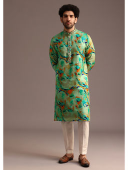 KALKI FASHION - Green Silk Printed Kurta with Pant