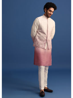 KALKI FASHION - Pink Georgette Embroidered Kurta Jacket with Pant
