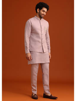 KALKI FASHION - Purple Hand Embroidered Kurta Jacket with Pant