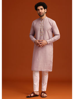 KALKI FASHION - Purple Floral Hand Embroidered Kurta with Pant